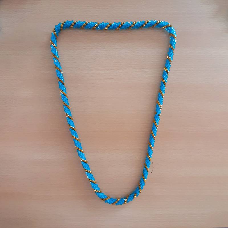 Sky Blue and Golden Crystal Necklace