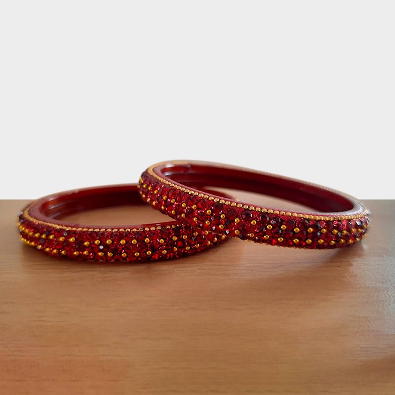 Red Crystals Bangles (Set of 2)