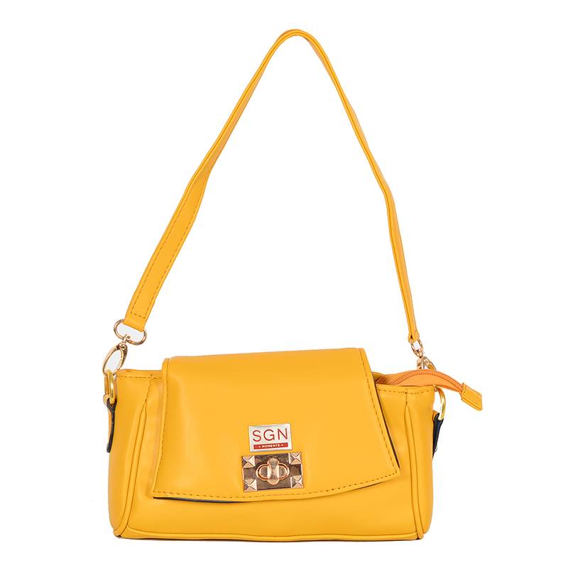 Women’s Faux Leather Yellow Handbag (E201) by SGN Moments