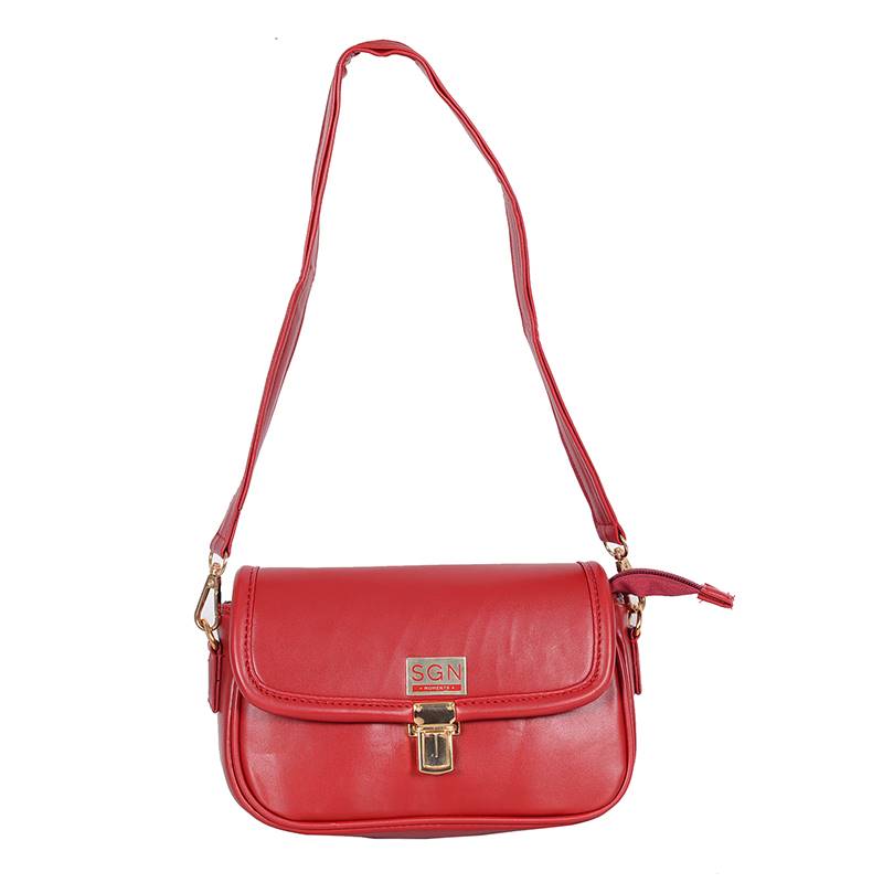 Women’s Faux Leather Maroon Handbag (E202) by SGN Moments