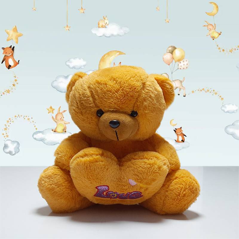 Orange Brown Teddy with Love Heart (1 ft)