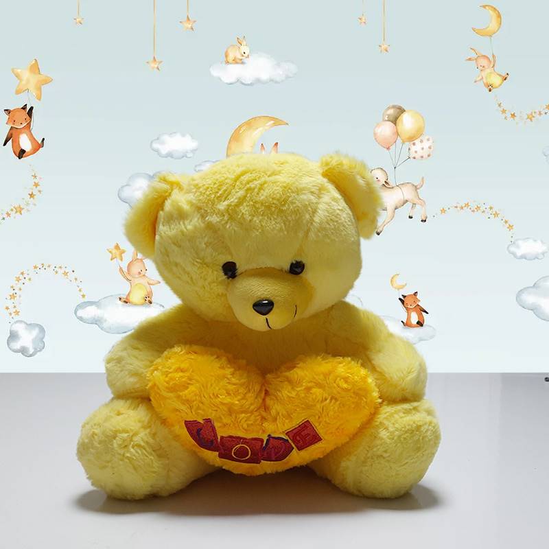 Yellow Teddy with Love Heart (1 ft)