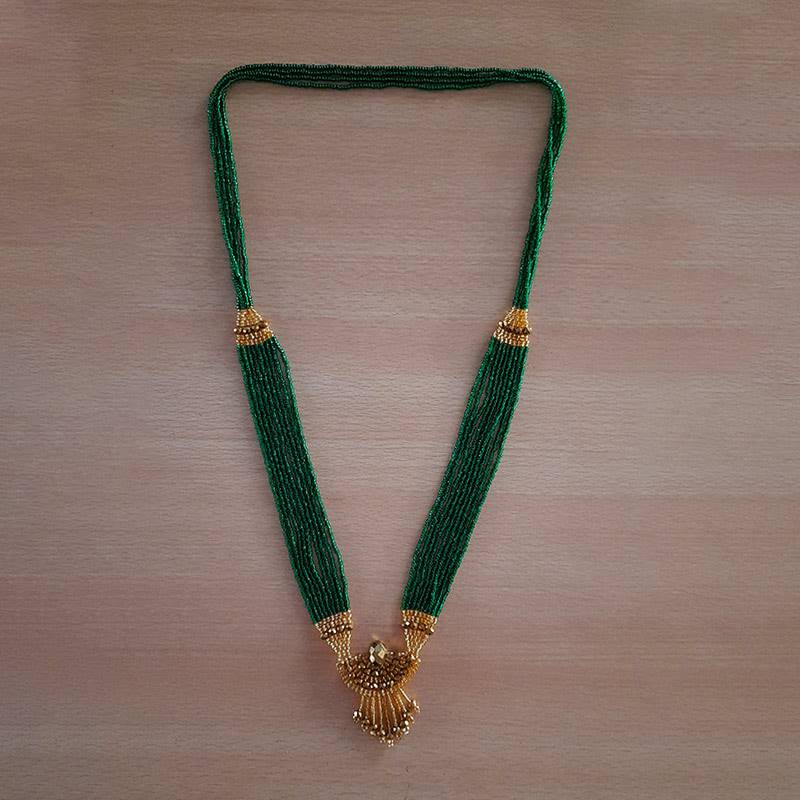Green Mangasutra Design Potey Necklace