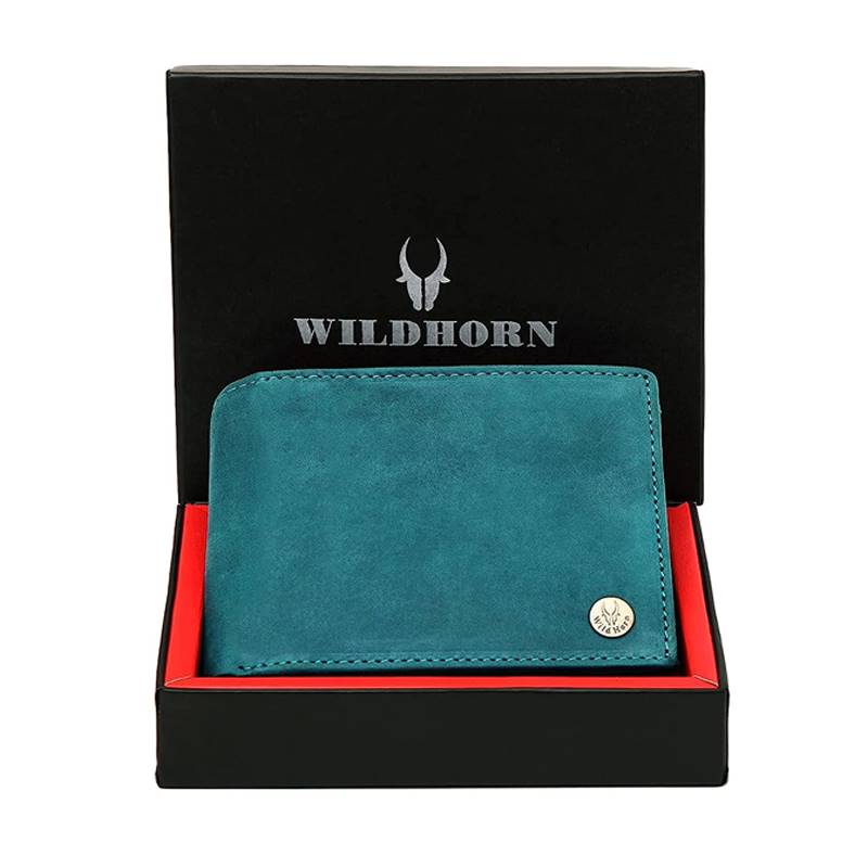 WildHorn Nepal Genuine Leather Wallet (WH 2052 Blue Hunter)