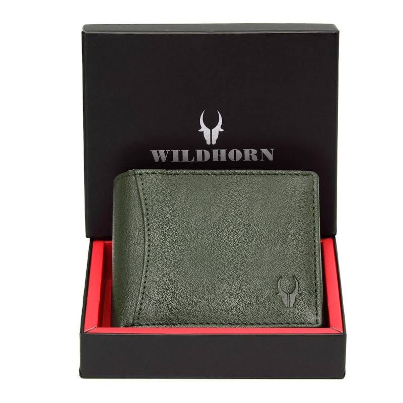 WildHorn Nepal Genuine Leather Wallet (WH 1173 Sage Green)