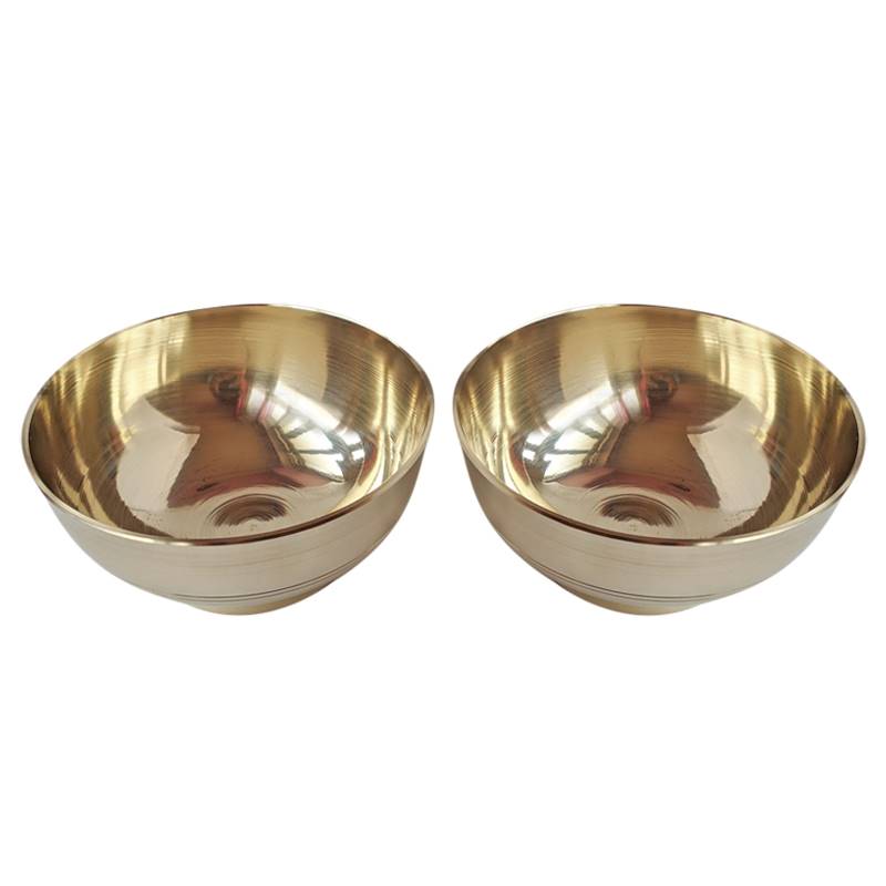 White Golden Brass Bowl Set Medium -10.1×4.5 cm ( Set of 2 ) | Kasha Kachaura