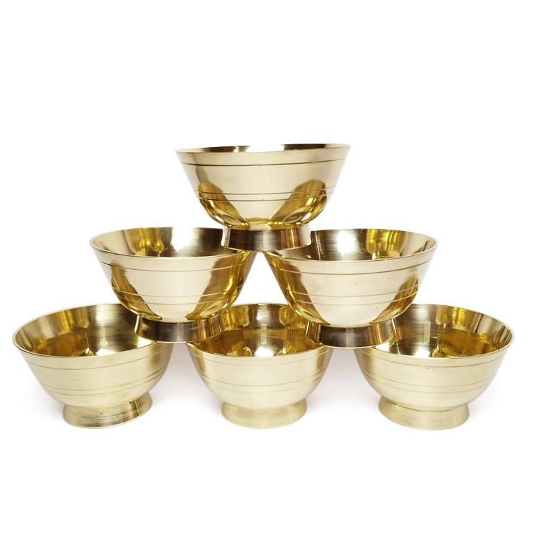 Brass Bowl 2.8 inch Set | Dhalod Medium Kachaura (Set of 6 bowls)