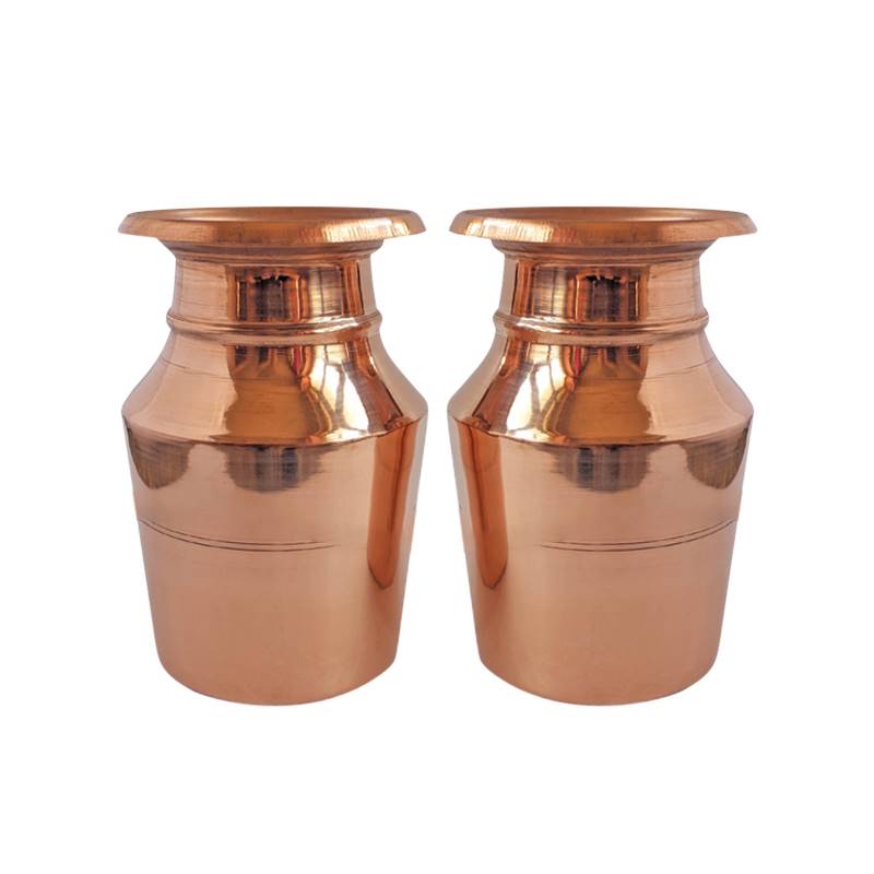 Copper Ghalcha - 5 inch (Set of 2) | Tama Ghalcha Set | Puja Kalash Jodi