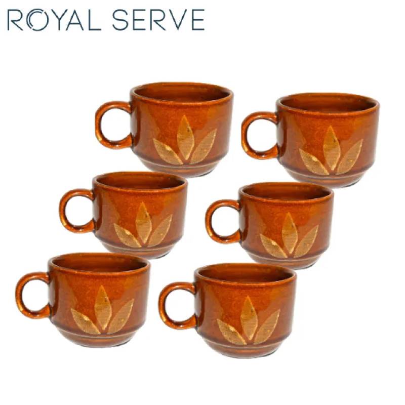 Royal Serve Natural Ceramic Tea Coffee Cups (Set of 6)