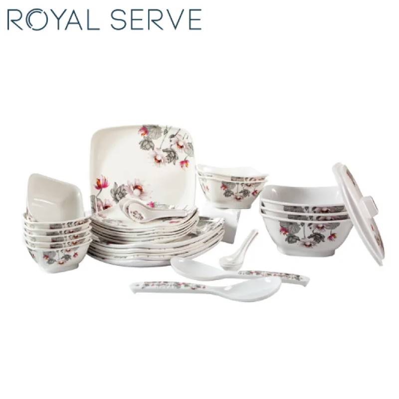 Royal Serve Olga Melamine Dinner Set - Square Shape (Set of 38 pcs)