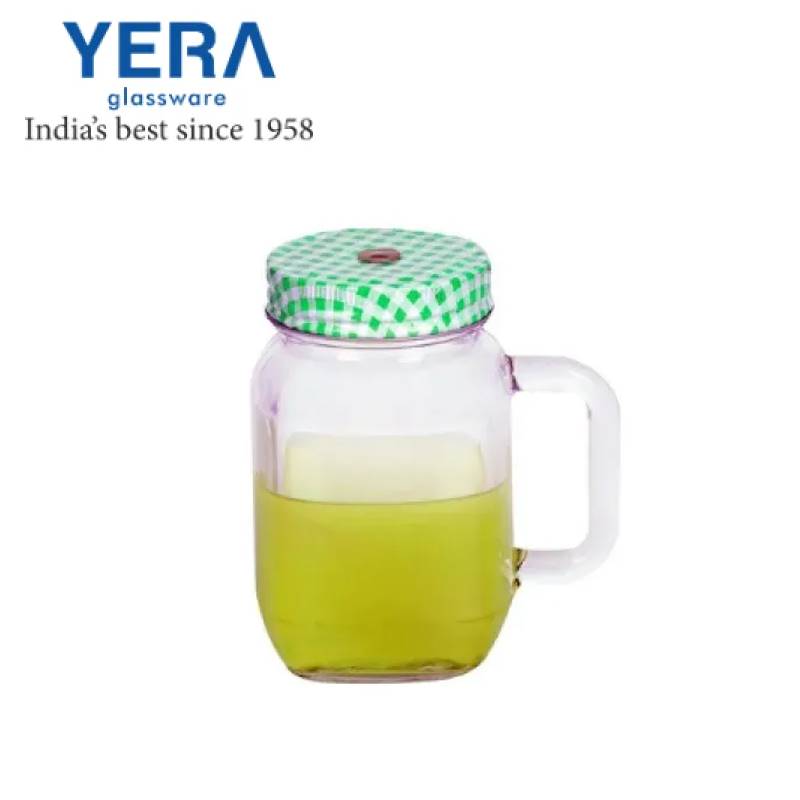 Yera Transparent Mason Jar With Lid (440 ml)