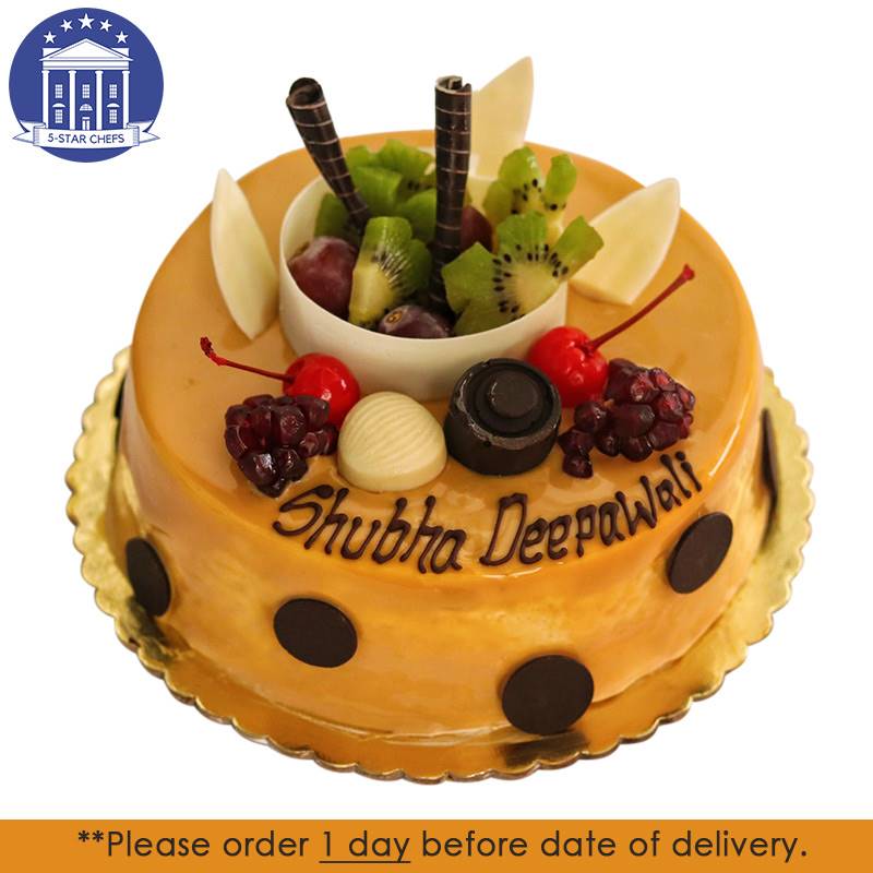 Shubha Deepawali Eggless Butterscotch Cake (1 lb) from 5-Star Chefs