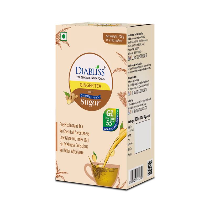 Diabliss Ginger Tea with Diabetic Friendly Sugar (100 g, 10x10 sachets)