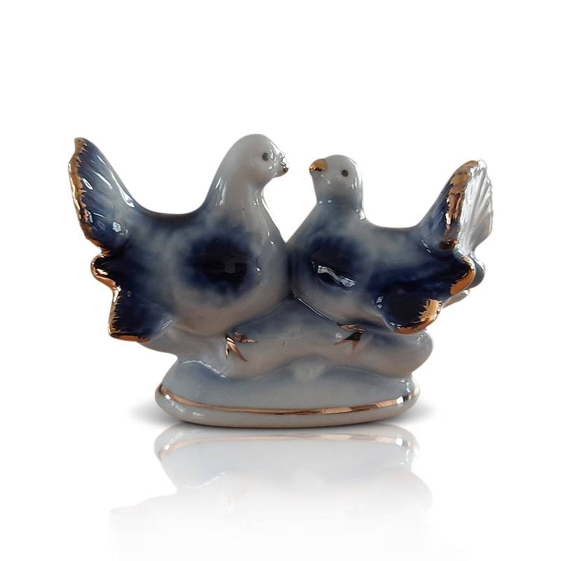 Blue Love Dove Ceramic Decor (Width 3 in)