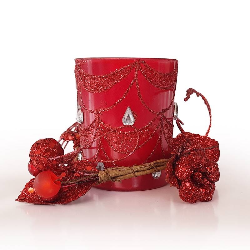 Red Glass Glow Candle Holder Home Decor