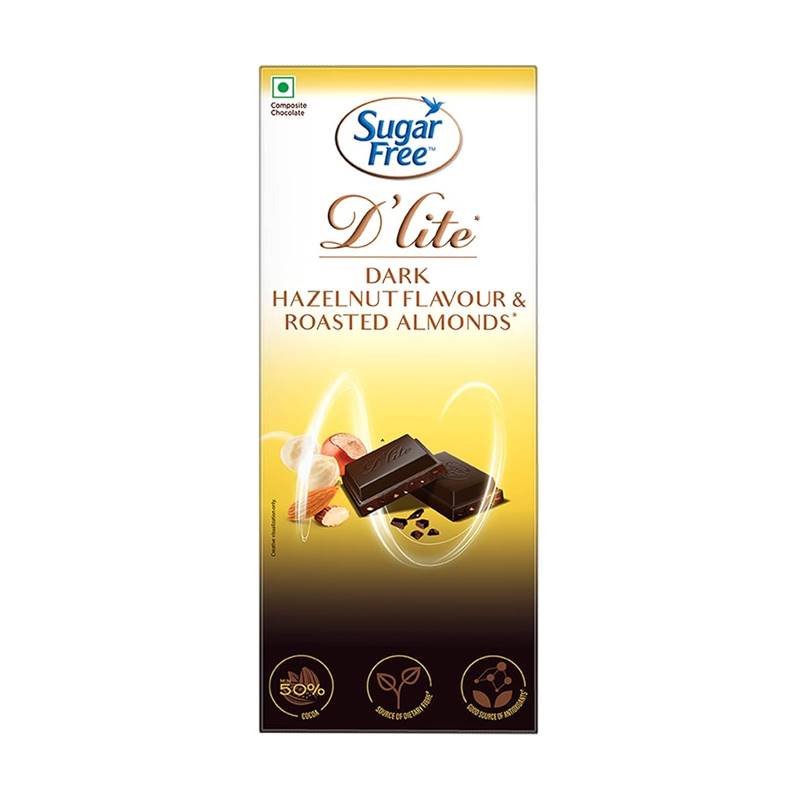 Sugarfree D'lite Hazelnut Flavour & Roasted Almonds - 50% Dark (80 g)