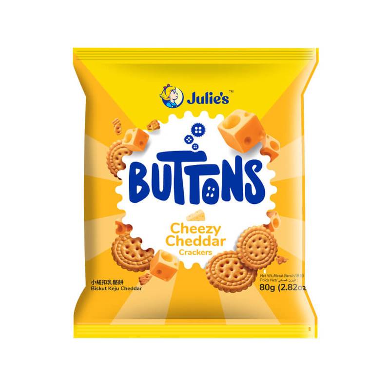 Julies Buttons Cheezy Cheddar Crackers Biscuits (80 g)