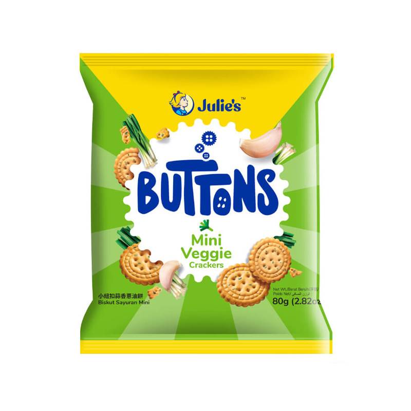 Julies Buttons Mini Veggie Crackers Biscuits (80 g)