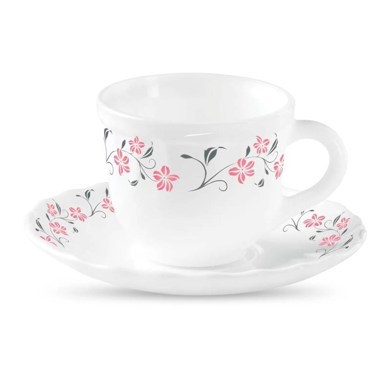 La Opala Classique Collection Printed Tulip Teacup and Saucer Set (6+6)