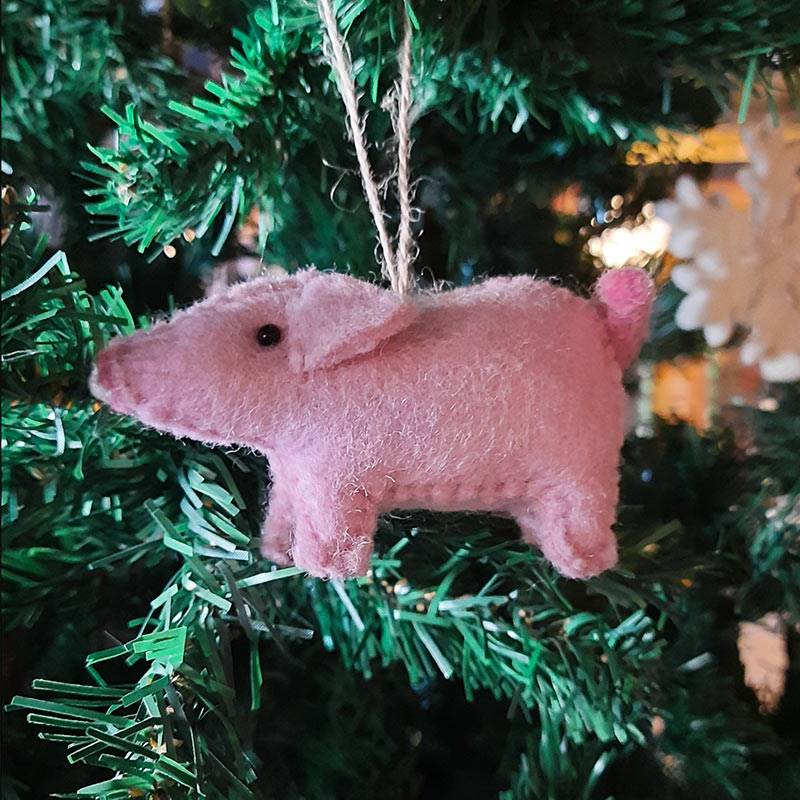 Felt Little Pig Christmas Decoration