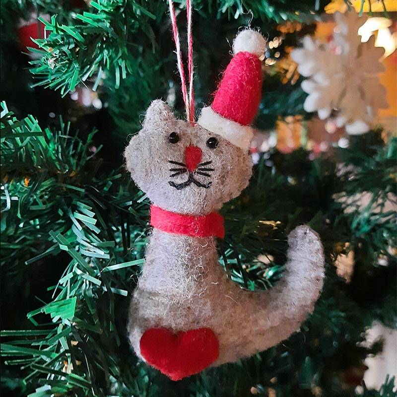 Felt Cat Christmas Decoration