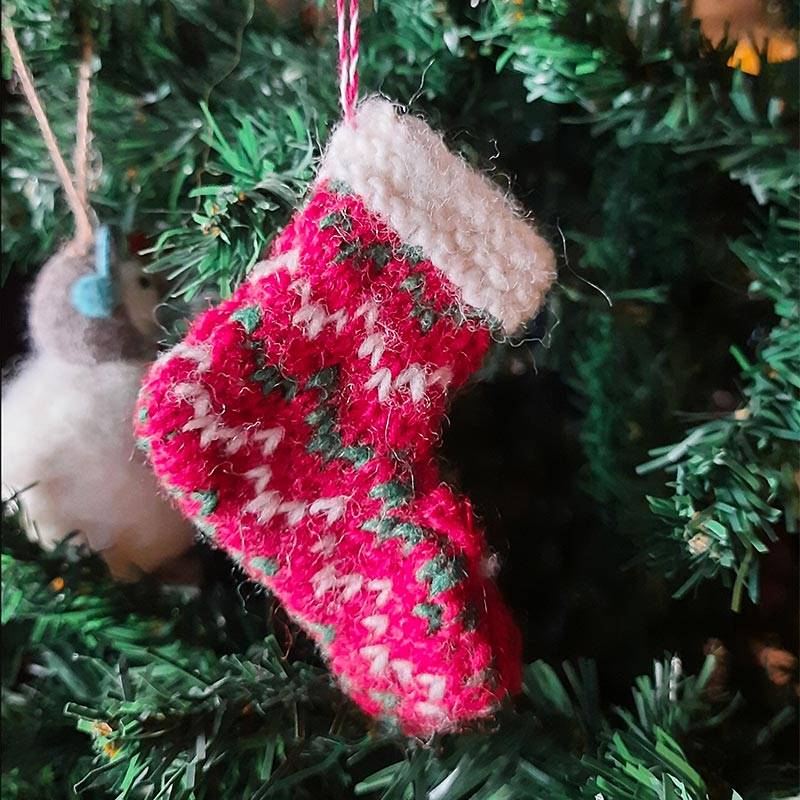 Red Woolen Sock Christmas Decoration