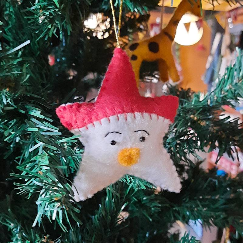 Felt Red & White Star Christmas Decoration