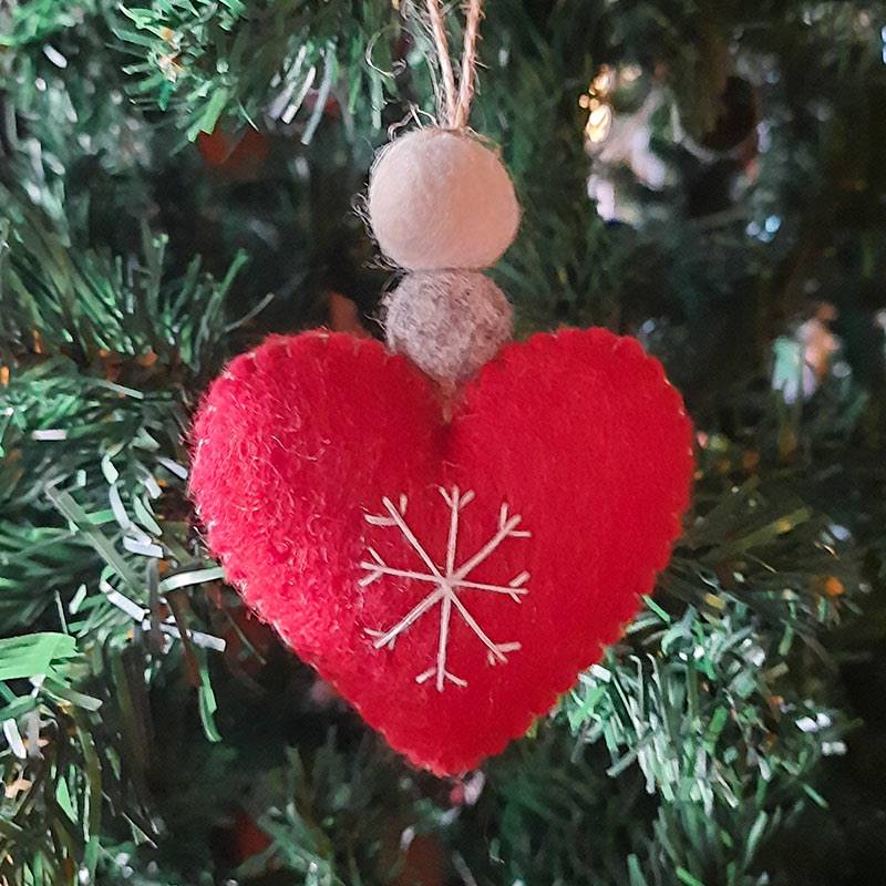 Felt Red Heart Christmas Decoration