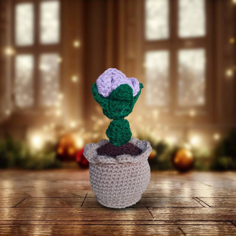 Crochet Potted Peony Bud