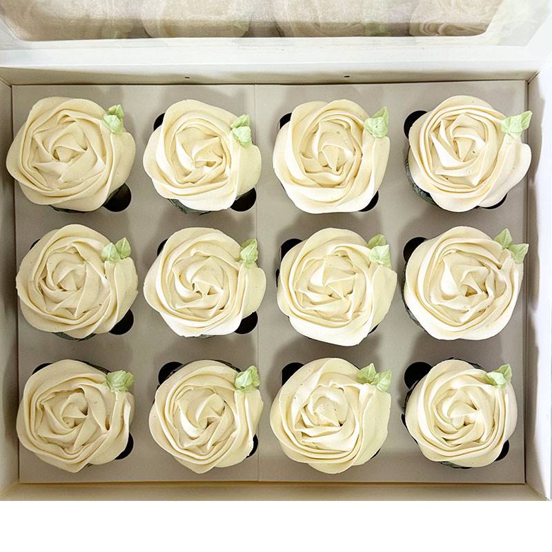 Ministry of Cupcakes - Box of 12 - White Roses