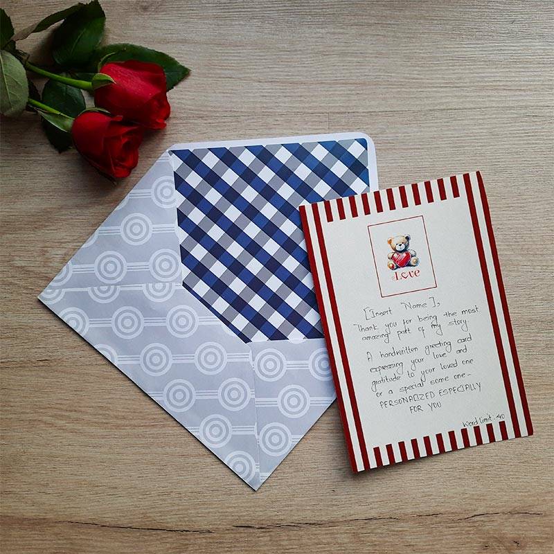 Love Handwritten Letter / Greeting Card - Red with Roses