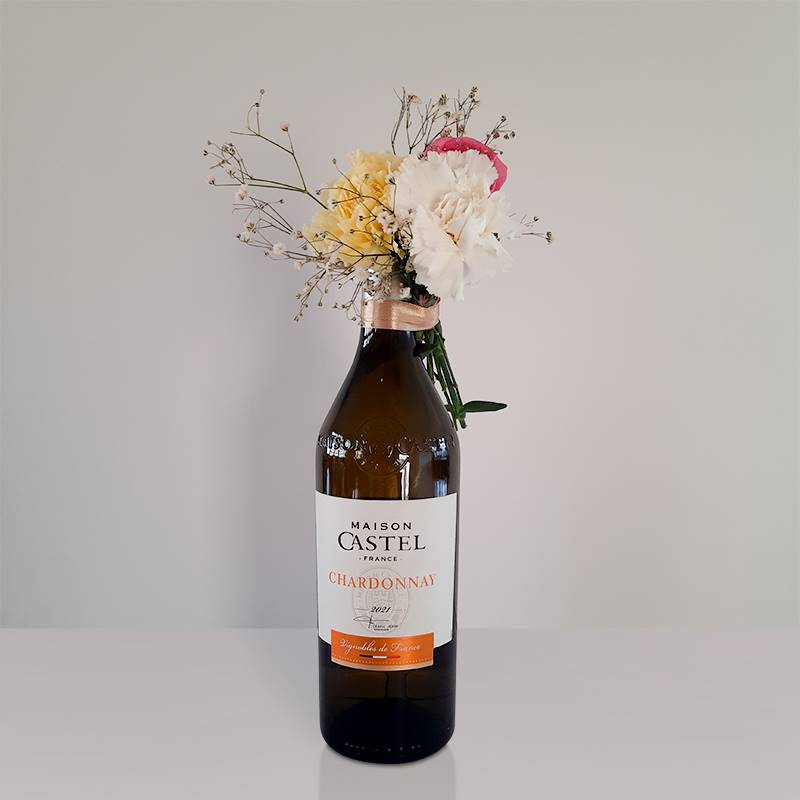 Maison Castel Chardonnay White Wine (750 ml) with Mini Floral Bouquet