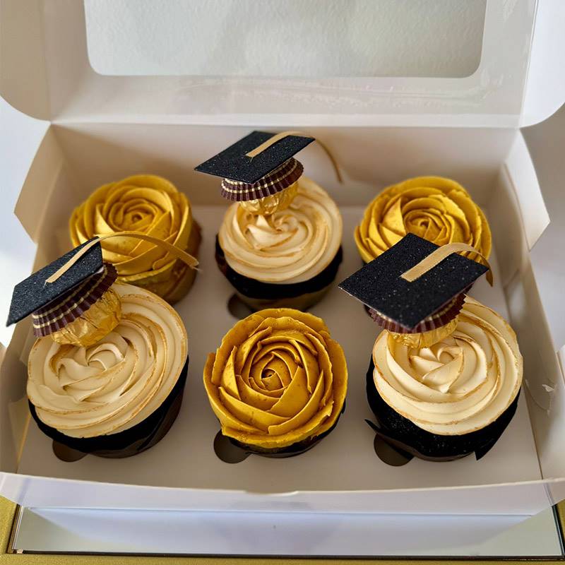 Ministry of Cupcakes - Box of 6 - Graduation Flowers