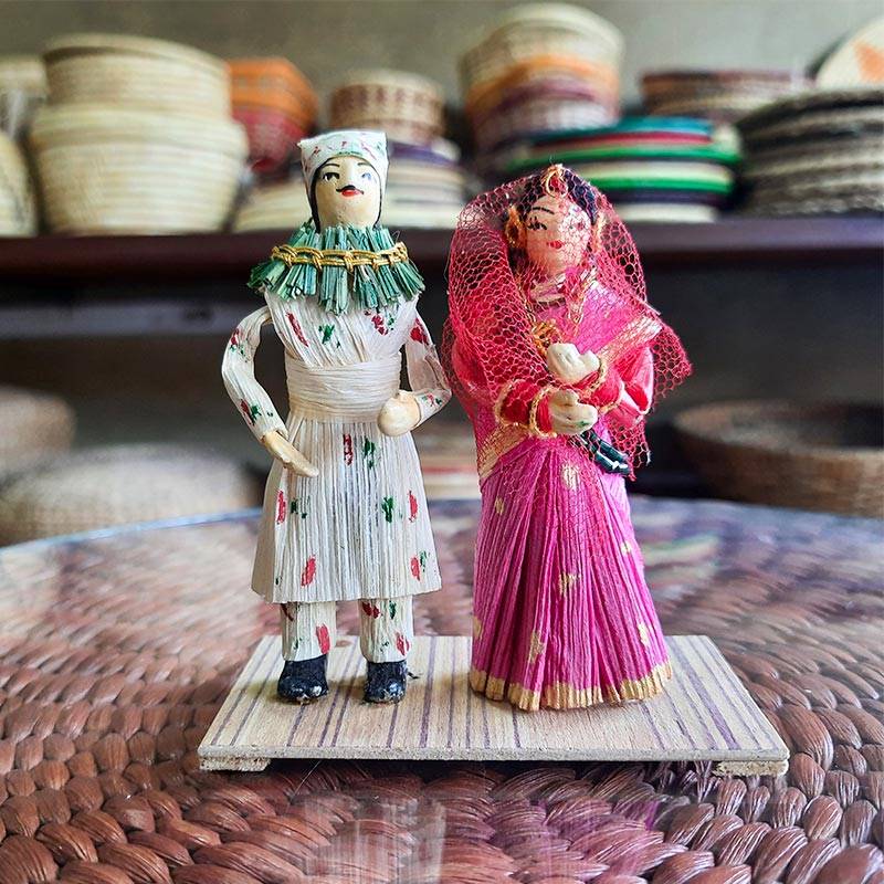 Married Chhetri Couple Corn Husk Dolls