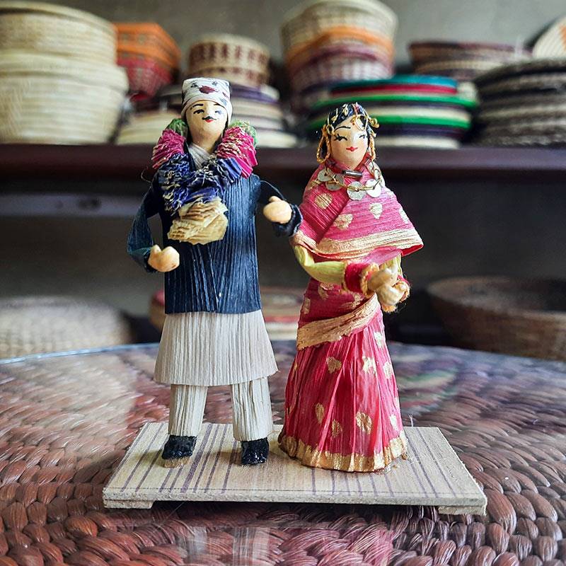 Married Newar Couple Corn Husk Dolls