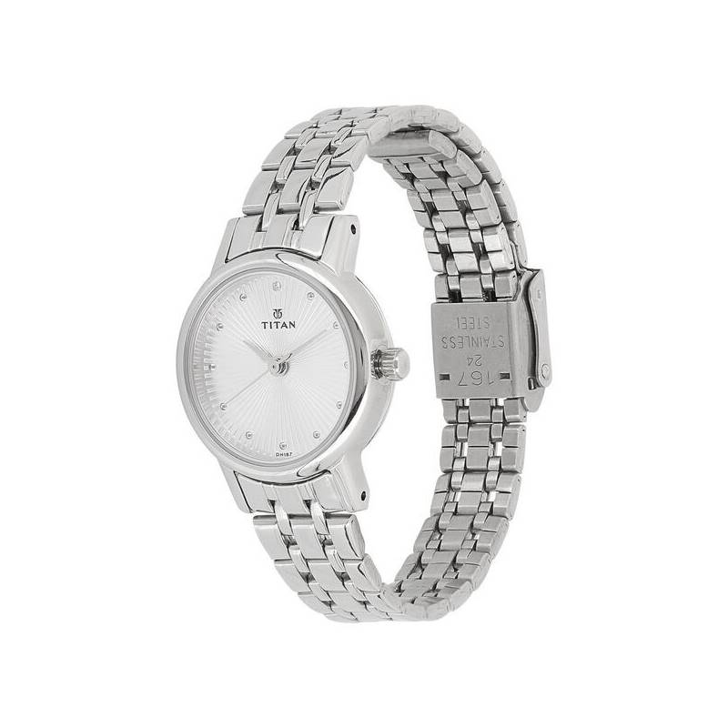 Titan Quartz Analog Silver Dial Stainless Steel Strap Watch for Women 2593SM01