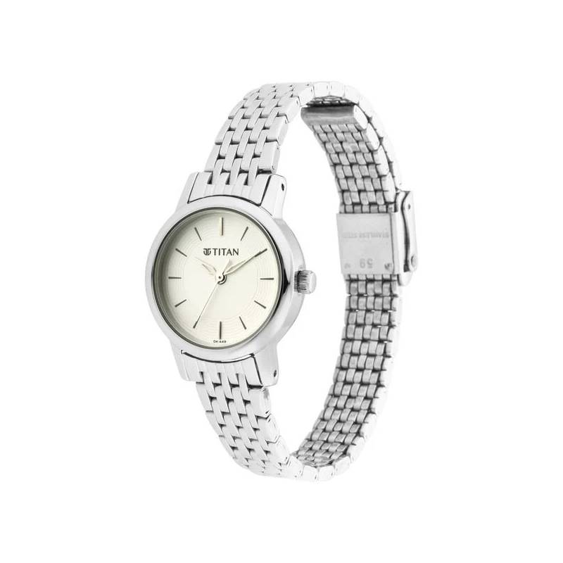 Titan Quartz Analog Silver Dial Metal Strap Watch for Women 2593SM04