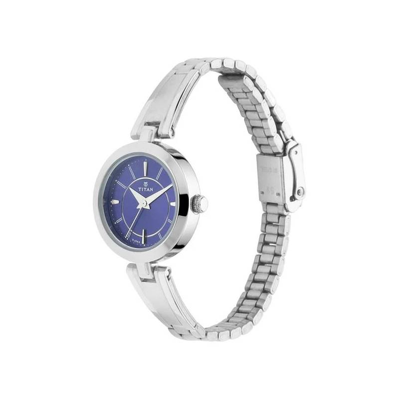Titan Quartz Analog Blue Dial Metal Strap Watch for Women 2598SM03