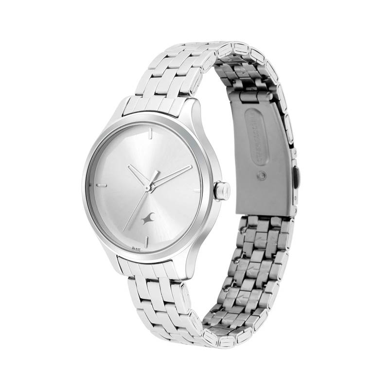 Fastrack Stunners Quartz Analog Silver Dial Metal Strap Watch for Girls 6248SM01