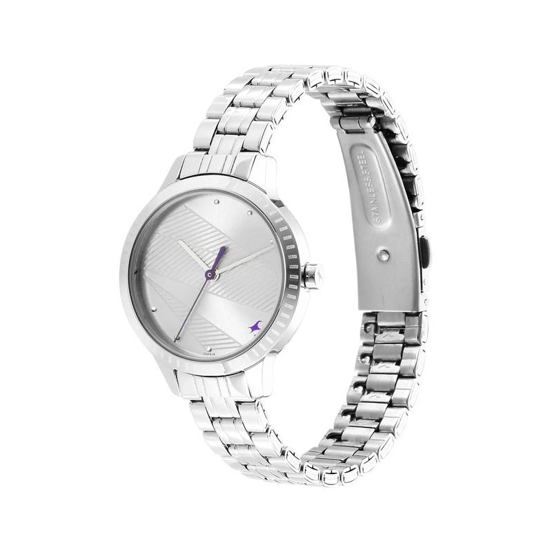 Fastrack Stunners Quartz Analog Silver Dial Metal Strap Watch for Girls 6267SM01