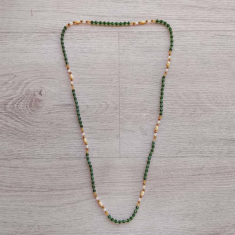 Olive Green and White Potey Necklace