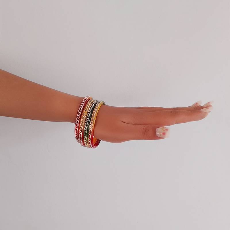 Multicolor Stone Bangles (Set of 4)