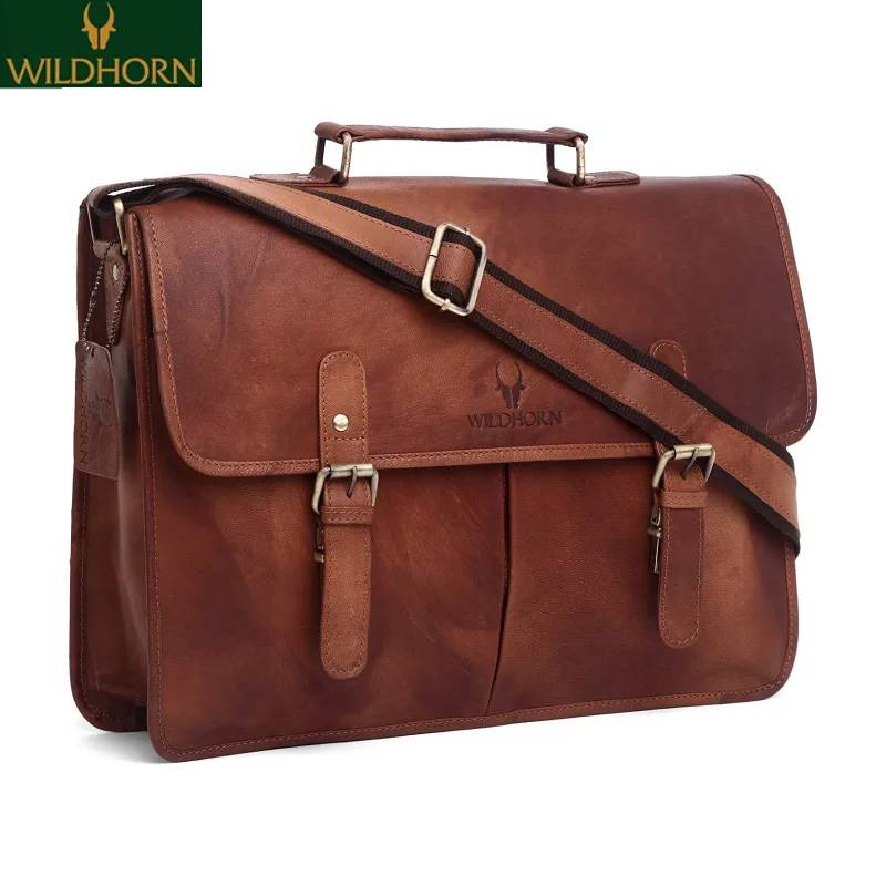 Wildhorn Nepal Tan Vintage 100% Genuine Leather Laptop Messenger Bag Suitable For Laptop Size Upto 15.6 Inches (Wh 072A Brown)