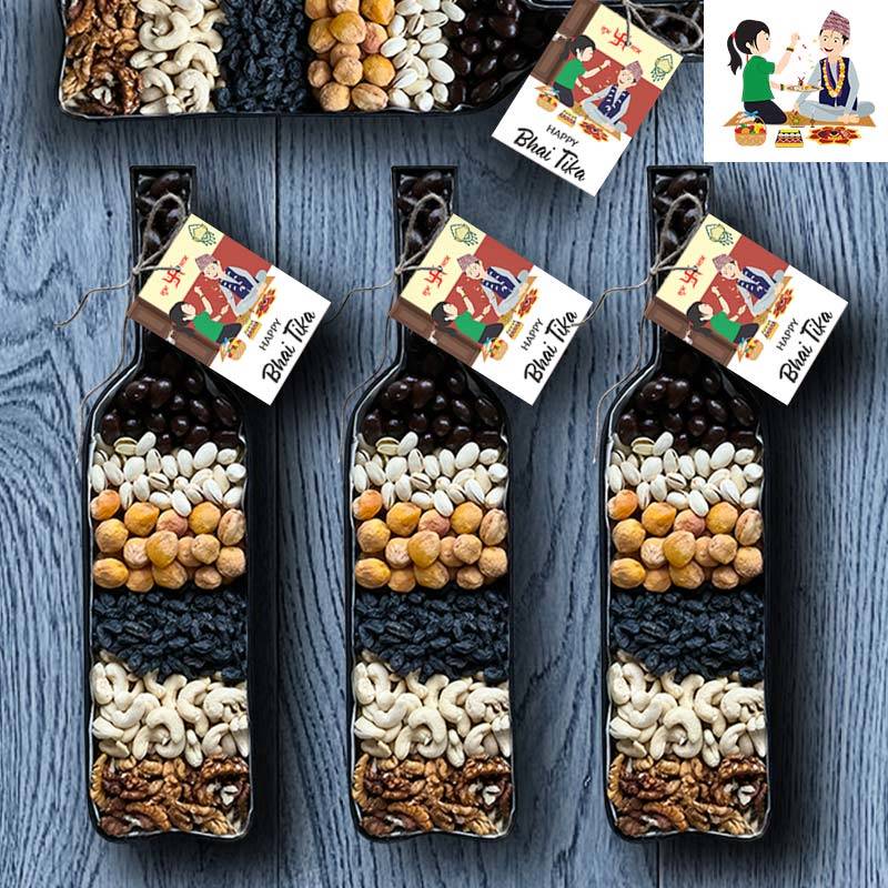 Bhai Tika Wine Bottle Box Gourmet Hamper