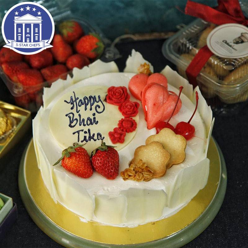 Bhai Tika White Forest Cake (1 kg) by 5-Star Chefs
