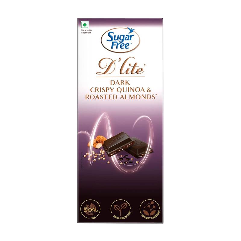 D'lite Sugarfree Crispy Quinoa & Roasted Almonds 50% Dark (80 g)