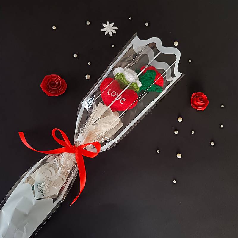 Red Floral Love Crochet Flower