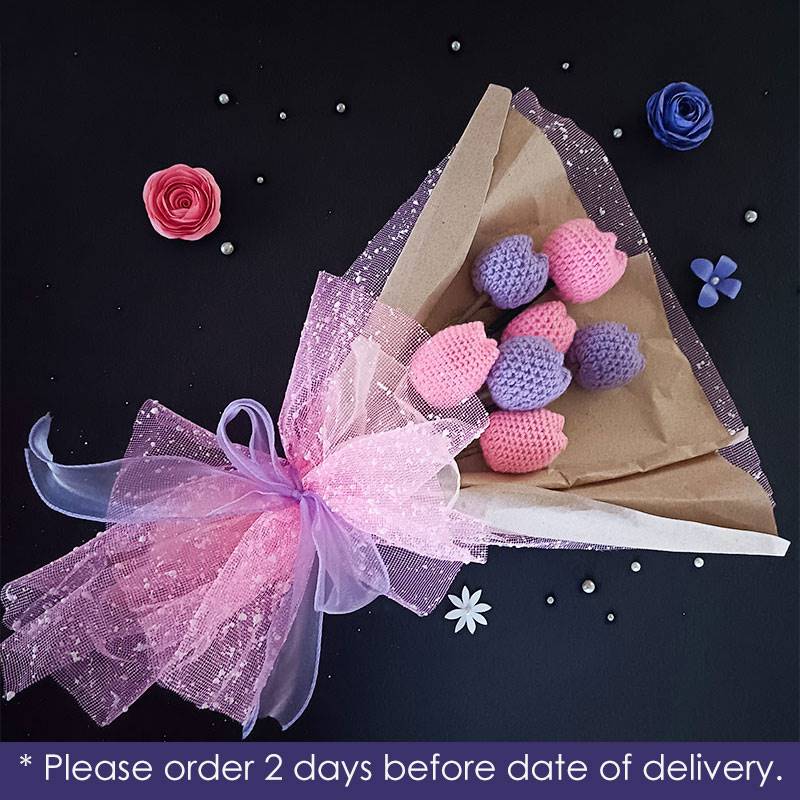 Blush Tulip Crochet Bouquet