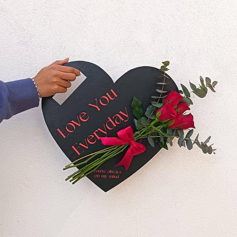 Love You Everyday Roses Heart