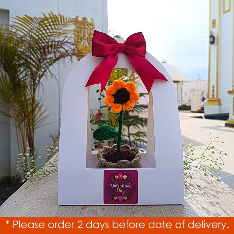 Sunny Valentine Crochet Sunflower in Elegant Casing